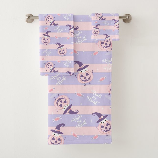 Ensemble de serviettes de bain à thème Halloween (En situation)