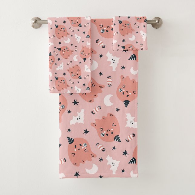 Ensemble de serviettes de bain à thème Halloween (En situation)