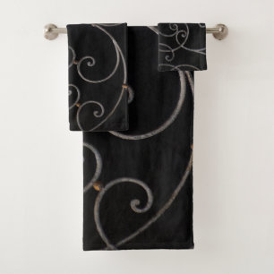 Ensemble de serviettes de bain à tourbillons noir/