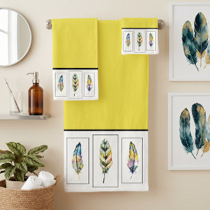 Ensemble de serviettes de bain à trois plumes