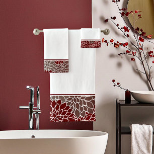 Ensemble de serviettes de bain aux dahlias rouges