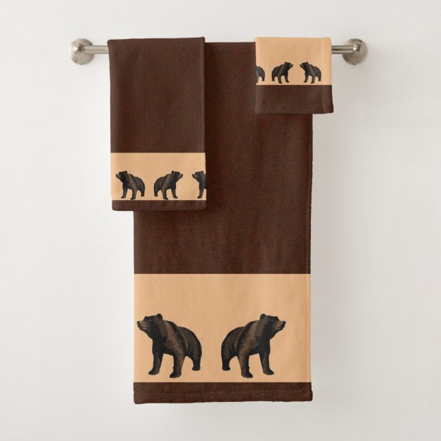 Ensemble de serviettes de bain avec Grizzly (En situation)