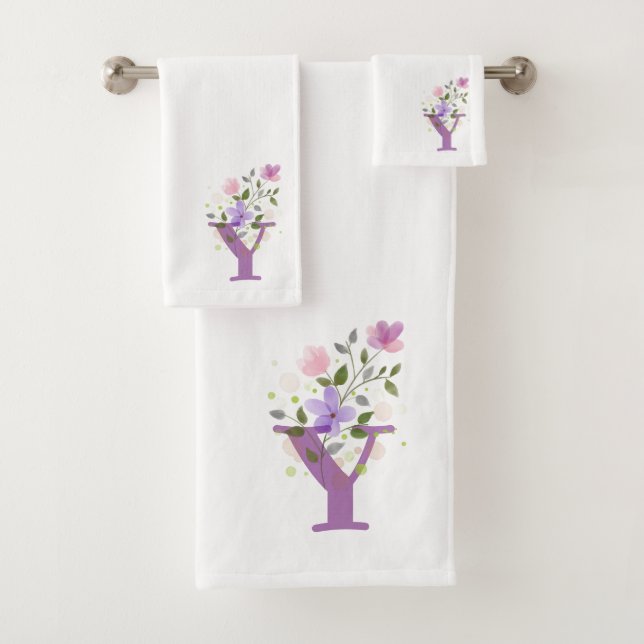 Ensemble de serviettes de bain avec lettre initial (En situation)