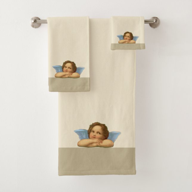 Ensemble de serviettes de bain beige Raphael Cheru (En situation)
