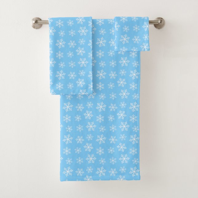 Ensemble de serviettes de bain Blue Snowflake (En situation)