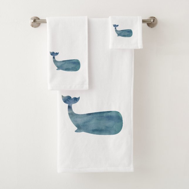 Ensemble de serviettes de bain Blue Whale (En situation)