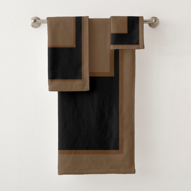 Ensemble de serviettes de bain Brown à motif en bl (En situation)