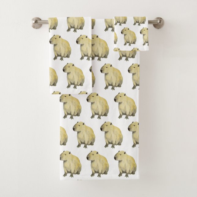 Ensemble de serviettes de bain Capybara (En situation)