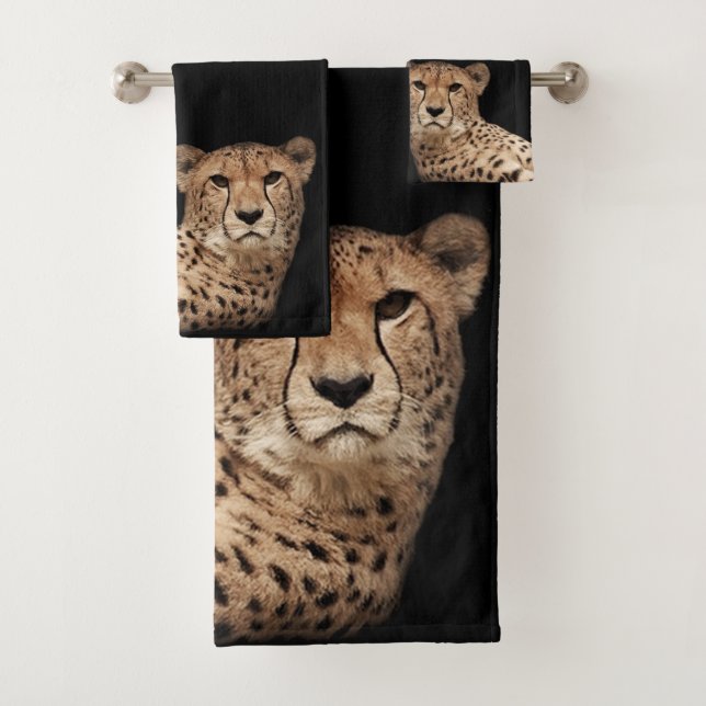Ensemble de serviettes de bain Cheetah Cat (En situation)