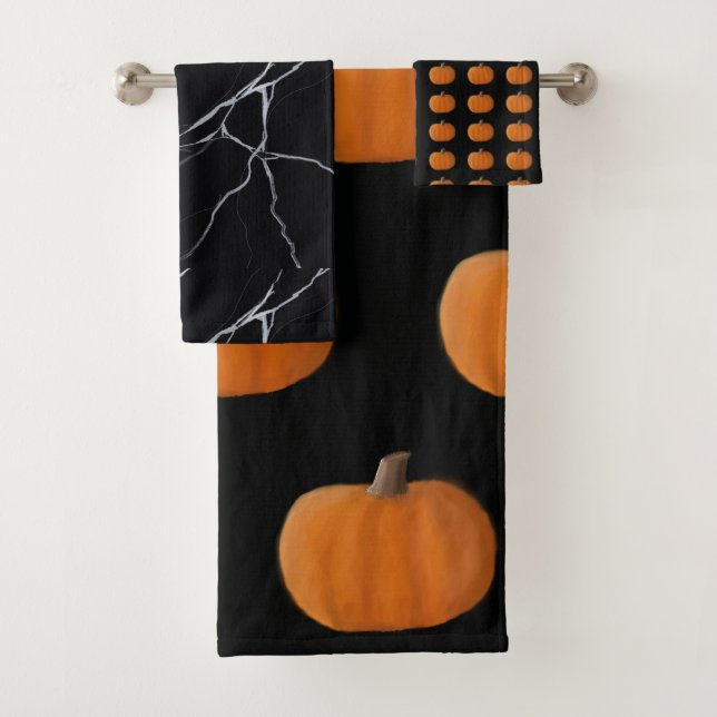 Ensemble de serviettes de bain Citrouille Hallowee (En situation)