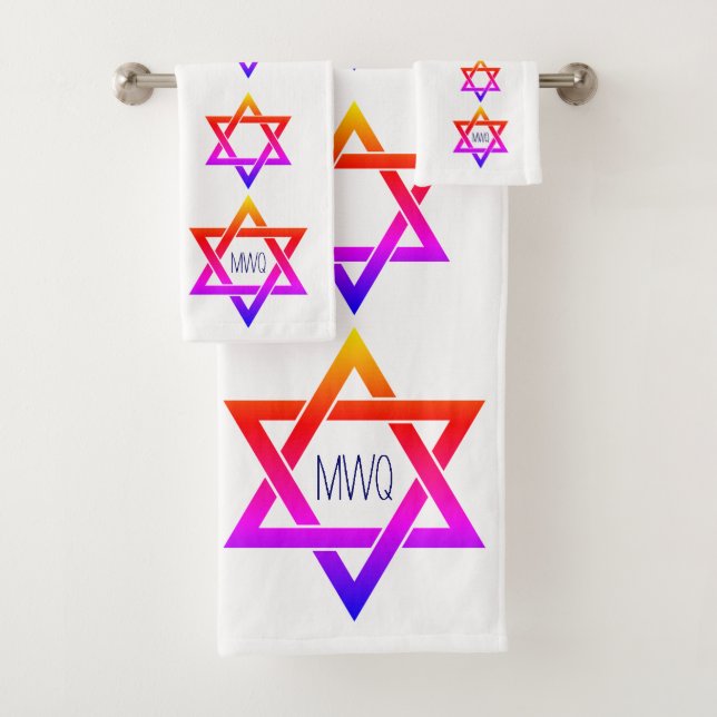 Ensemble de serviettes de bain David Star Monogram (En situation)