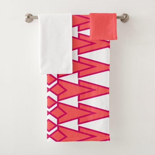 Ensemble de serviettes de bain de Bowties rouge et (En situation)