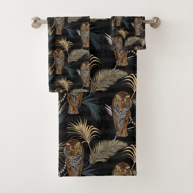 Ensemble de serviettes de bain de tigres (En situation)
