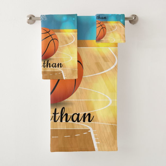 Ensemble de serviettes de bain design Basketball (En situation)