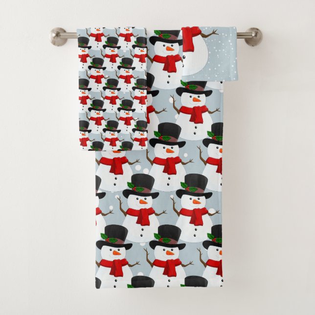 Ensemble de serviettes de bain design Snowman (En situation)
