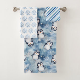 Ensemble de serviettes de bain d'hiver Pingouin mi