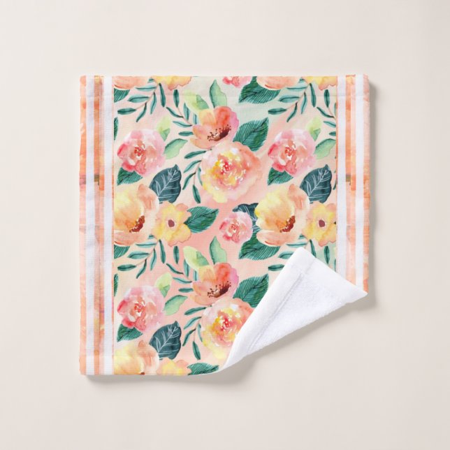 Ensemble de serviettes de bain en corail rayé (Gant de toilette)