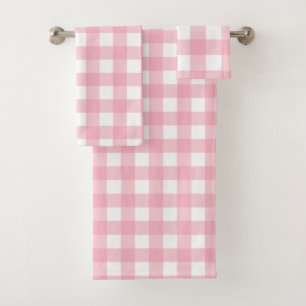 Ensemble de serviettes de bain en damier rose et b