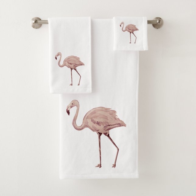 Ensemble de serviettes de bain en Flamant rose ros (En situation)