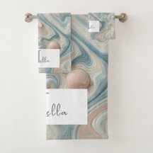 Ensemble de serviettes de bain en marbre Pastel pe