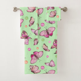Ensemble de serviettes de bain en papillon rose
