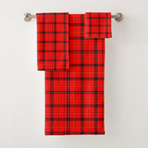 Ensemble De Serviettes De Bain En Tartan Rouge Mod
