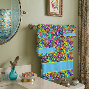 Ensemble de serviettes de bain fleuri brillant en