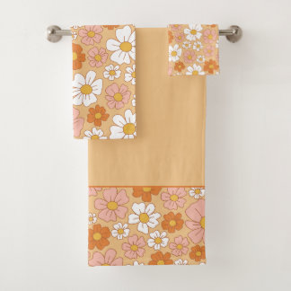 Ensemble de serviettes de bain florales orange et 