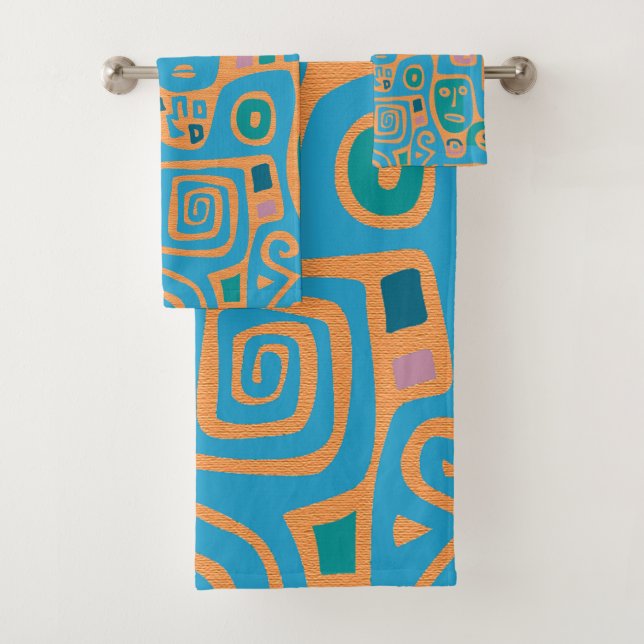 Ensemble de serviettes de bain géométriques Afroce (En situation)