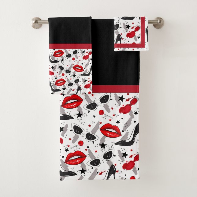 Ensemble de serviettes de bain Glam années 50 (En situation)