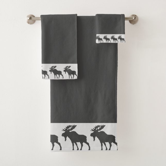 Ensemble de serviettes de bain gris d'orignal Rust (En situation)