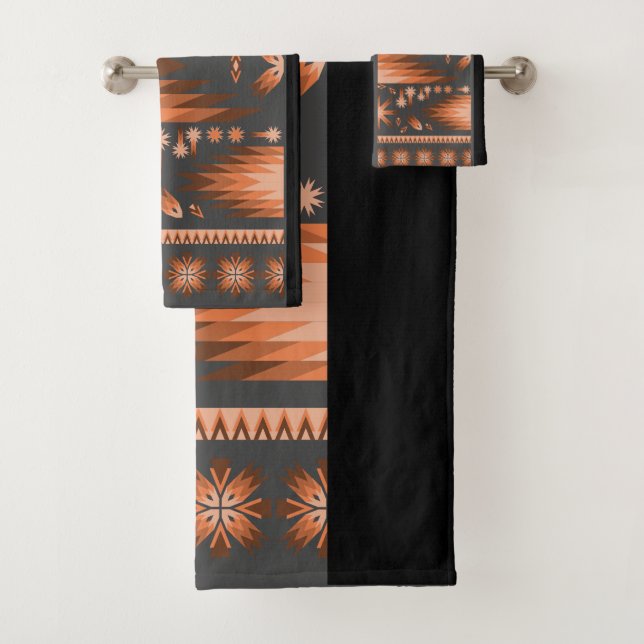 Ensemble de serviettes de bain gris noir du sud-ou (En situation)