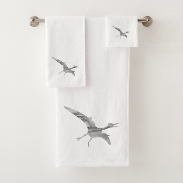 Ensemble de serviettes de bain gris Pterodactylus  (En situation)