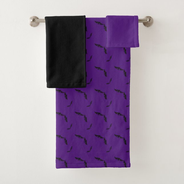 Ensemble de serviettes de bain Halloween/chauve-so (En situation)
