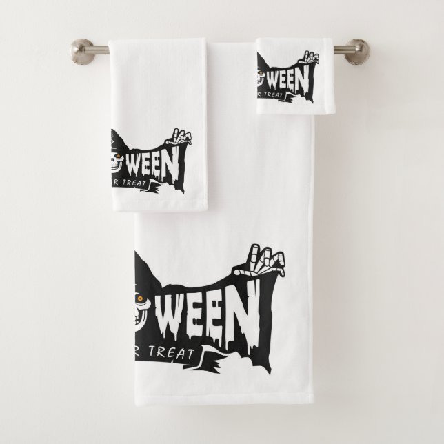 Ensemble de serviettes de bain Halloween en fauche (En situation)