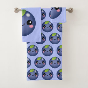 Ensemble de serviettes de bain Kawaii Blueberry