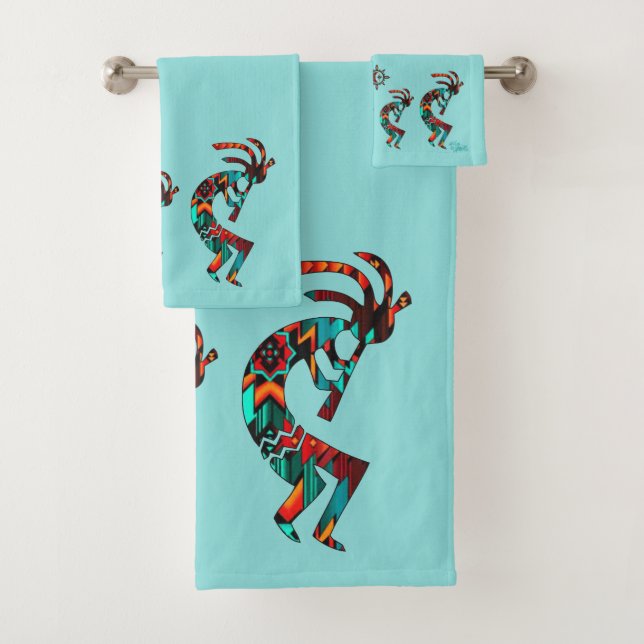 Ensemble de serviettes de bain Kokopelli Sud-Ouest (En situation)