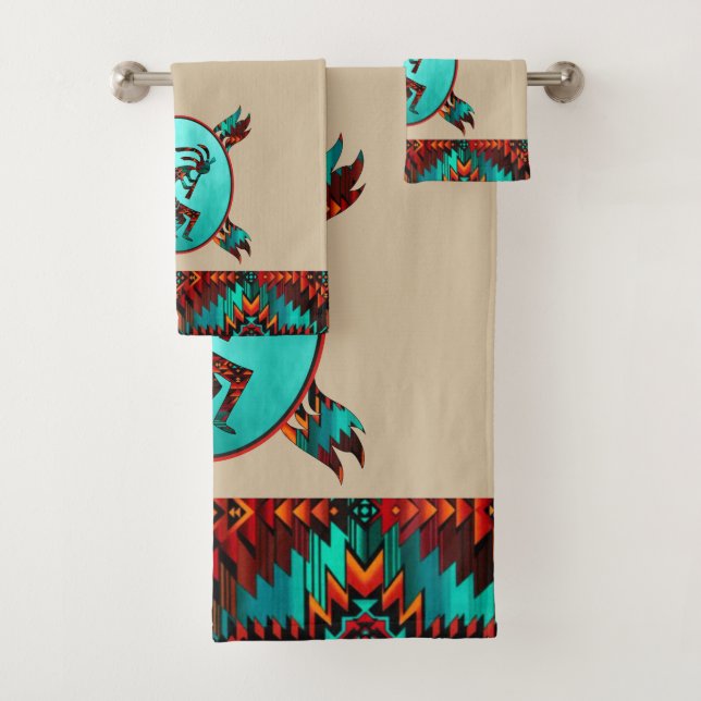Ensemble de serviettes de bain Kokopelli Sud-Ouest (En situation)