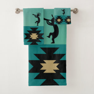Ensemble de serviettes de bain Kokopelli turquoise
