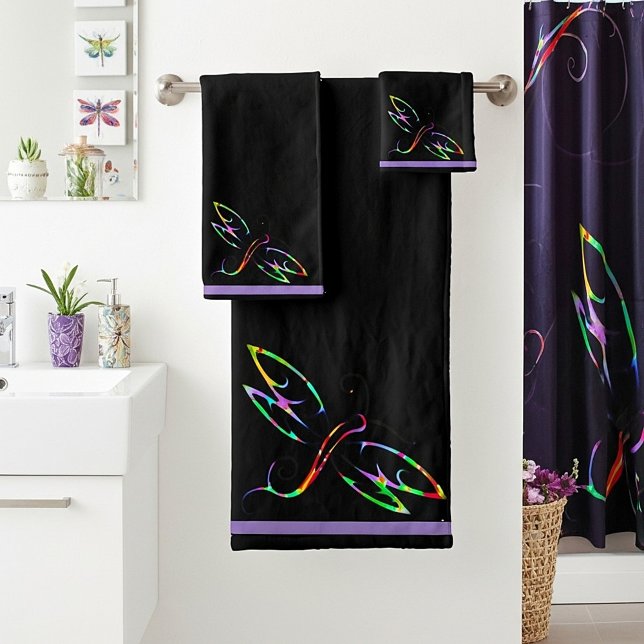 Ensemble de serviettes de bain libellules colorées (Créateur téléchargé)