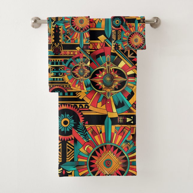Ensemble De Serviettes De Bain Lush Cyan "Aztec Dr (En situation)