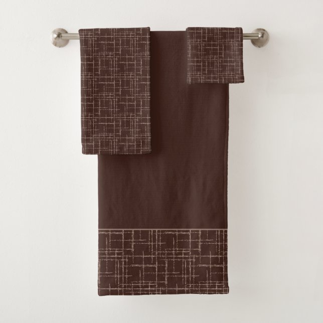 Ensemble de serviettes de bain marron texturé (En situation)