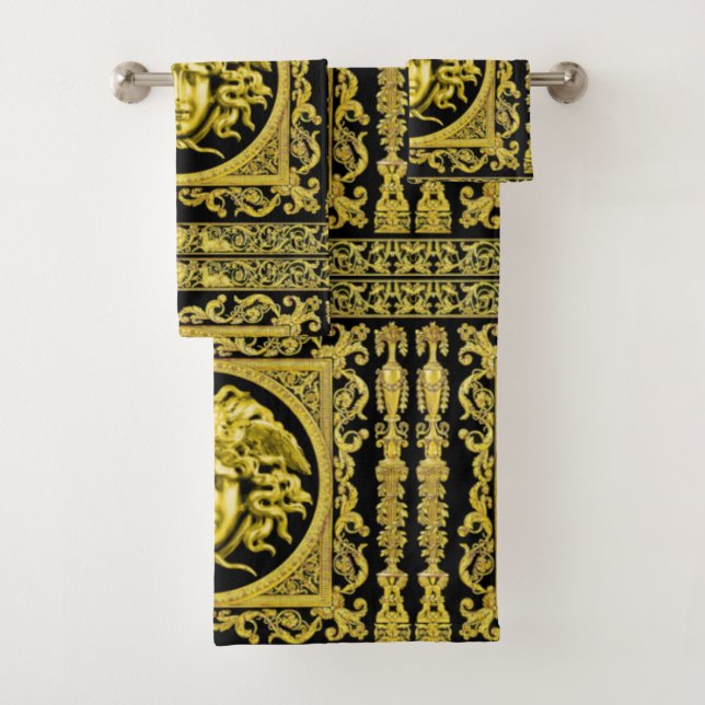 Ensemble de serviettes de bain Medusa d'or (En situation)