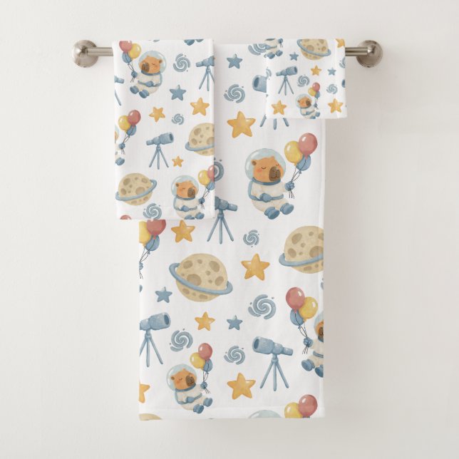 Ensemble de serviettes de bain Motif Astronaut Cap (En situation)