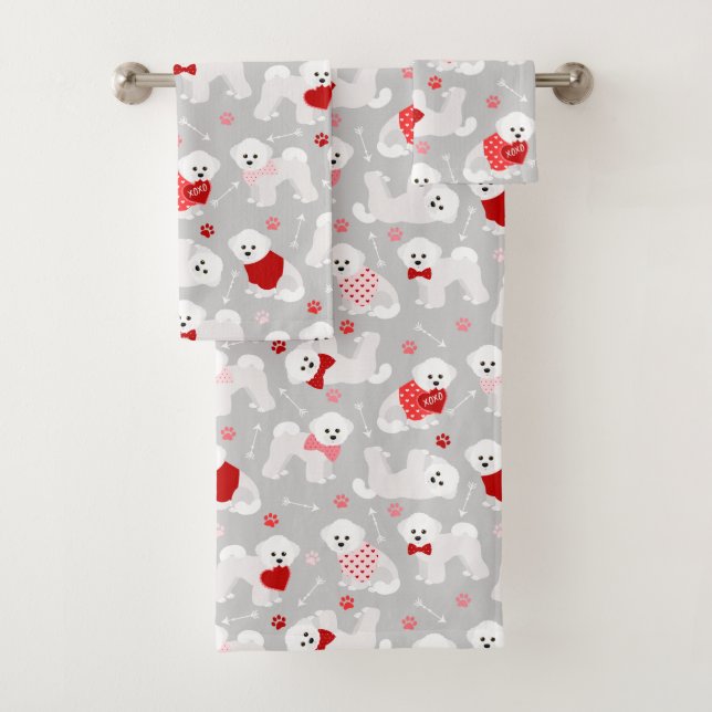 Ensemble de serviettes de bain Motif Bichon Frise  (En situation)