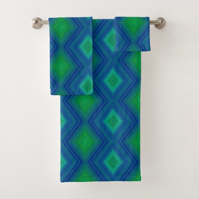 Ensemble de serviettes de bain Motif bleu turquois (En situation)