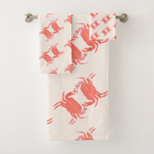 Ensemble de serviettes de bain motif crabe ton ter