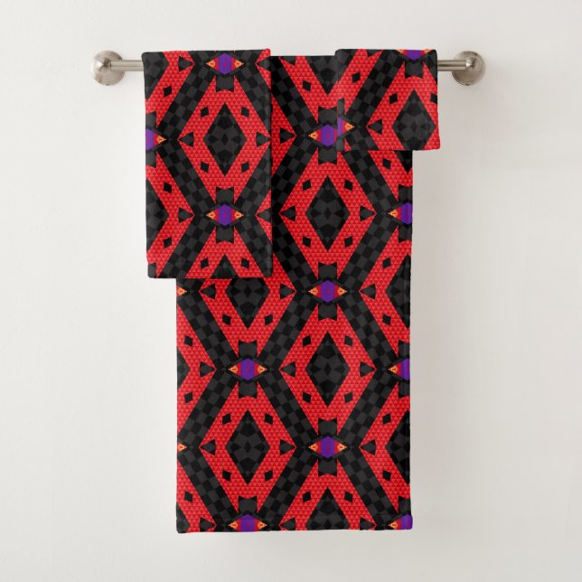 Ensemble de serviettes de bain Motif de style roug (En situation)