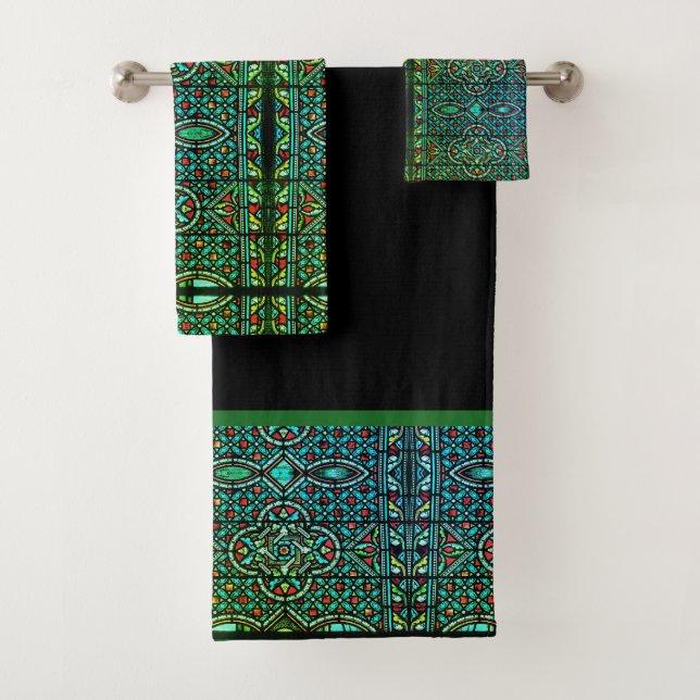 Ensemble de serviettes de bain Motif en verre noir (En situation)