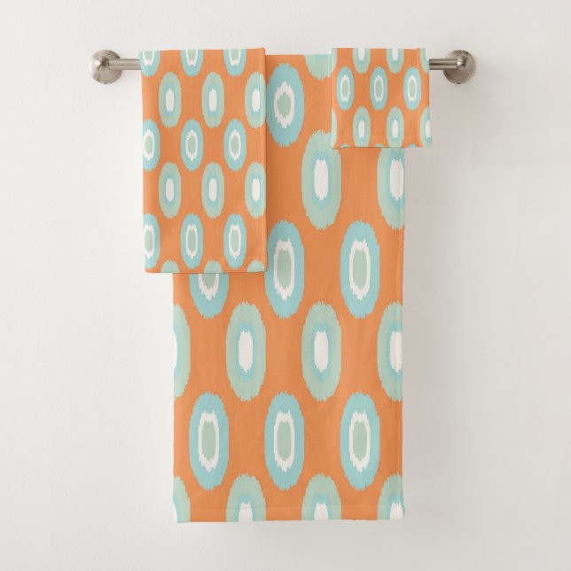 Ensemble de serviettes de bain Motif Orange Aquama (En situation)